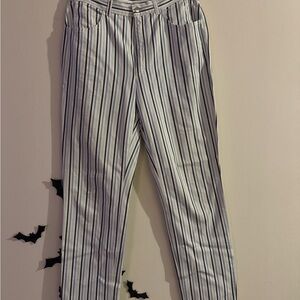 Escada Striped White and Blue Pants